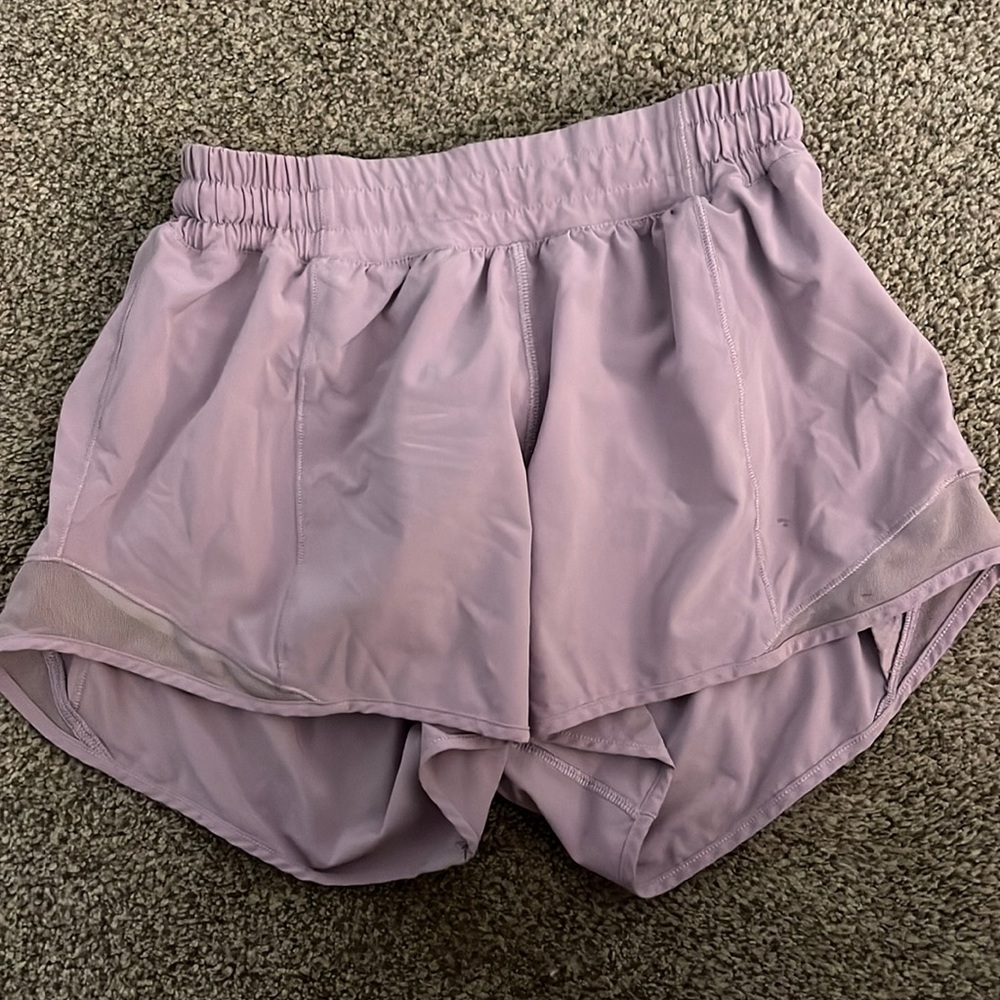 lavender lulu lemon 4” shorts, size 6